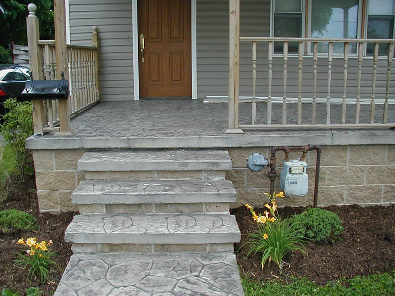 concrete porch stairs and sidewallks